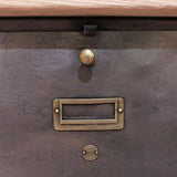 meuble console 12 casiers industriel clapet Roneo plateau chene massif