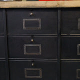 ancien meuble console 12 casiers industriel a clapet Roneo 1940 plateau chene massif