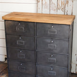 meuble console 8 casiers industriel clapet Roneo plateau chene massif