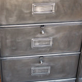 meuble console 8 casiers industriel clapet Roneo plateau chene massif