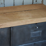 meuble console 8 casiers industriel clapet Roneo plateau chene massif