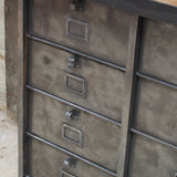 ancien grand meuble 12 casiers industriel strafor plateau chene massif