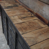 ancien grand meuble 12 casiers industriel strafor plateau chene massif