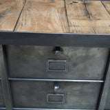 ancien grand meuble 12 casiers industriel strafor plateau chene massif