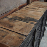 ancien grand meuble 12 casiers industriel strafor plateau chene massif