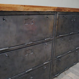 enfilade industrielle 9 compartiments atelier militaire plateau vieux chene massif