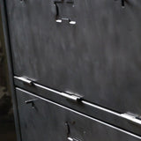 enfilade industrielle 6 compartiments 18 tiroirs atelier militaire plateau vieux chene massif