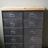 ancien meuble console 10 casiers industriel a clapet roneo 1950 plateau chene massif