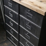 ancien meuble console 10 casiers industriel a clapet roneo 1950 plateau chene massif
