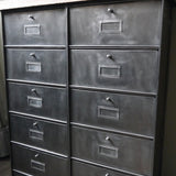 ancien meuble console 10 casiers industriel a clapet roneo 1950 plateau chene massif