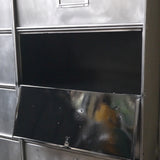 ancien meuble console 10 casiers industriel a clapet roneo 1950 plateau chene massif