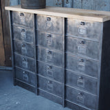 ancien grand meuble 15 casiers industriel strafor plateauchene massif
