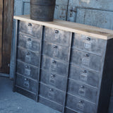ancien grand meuble 15 casiers industriel strafor plateauchene massif