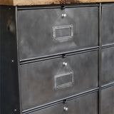 meuble console 8 casiers industriel clapet Roneo plateau chene massif