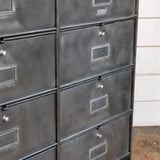 meuble console 8 casiers industriel clapet Roneo plateau chene massif