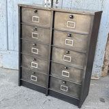 ancien meuble console 10 casiers industriel a clapet strafor 1950 plateau metal