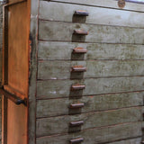 Large vintage bakery cabinet with drawers and trolley, in original condition.
