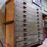 Large vintage bakery cabinet with drawers and trolley, in original condition.