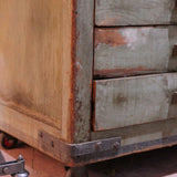 Large vintage bakery cabinet with drawers and trolley, in original condition.