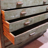 Large vintage bakery cabinet with drawers and trolley, in original condition.