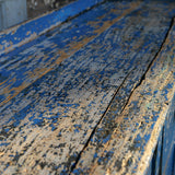 grand enfilade etabli industriel en bois patine bleu dans son jus
