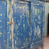 grand enfilade etabli industriel en bois patine bleu dans son jus