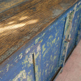 grand enfilade etabli industriel en bois patine bleu dans son jus