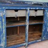 grand enfilade etabli industriel en bois patine bleu dans son jus