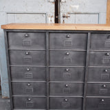 ancien grand meuble 15 casiers industriel strafor plateauchene massif