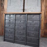 ancien grand meuble 15 casiers industriel strafor plateauchene massif