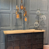 Meuble industriel à clapets - Buffet métal et plateau chêne massif