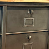 Meuble industriel à clapets - Buffet métal et plateau chêne massif