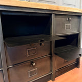 Meuble industriel à clapets - Buffet métal et plateau chêne massif