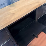 Meuble industriel à clapets - Buffet métal et plateau chêne massif