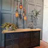 Meuble industriel à clapets - Buffet métal et plateau chêne massif