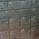 Meuble militaire 16 tiroirs en métal - ancien mobilier d'armée - rangement industriel