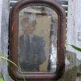 antique mirror with wooden frame