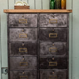 meuble console 8 casiers industriel clapet Roneo plateau chene massif