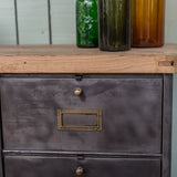 meuble console 8 casiers industriel clapet Roneo plateau chene massif