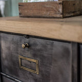 meuble console 8 casiers industriel clapet Roneo plateau chene massif