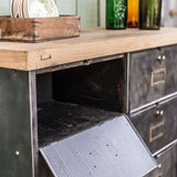 meuble console 8 casiers industriel clapet Roneo plateau chene massif