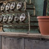 9-compartment industrial sideboard, military workshop style, solid old oak top