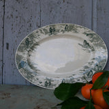 Ancien grand plat ovale decor d'oiseaux Sarreguemines modele Neige