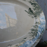 Ancien grand plat ovale decor d'oiseaux Sarreguemines modele Neige