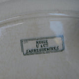 Ancien grand plat ovale decor d'oiseaux Sarreguemines modele Neige