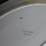 Antique large oval platter decorated with coral and seashells, Ironstone