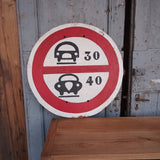 old road sign in its original condition, car, truck