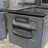 stackable metal crate from a workshop