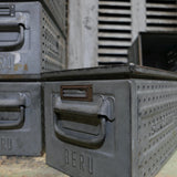 stackable metal crate from a workshop