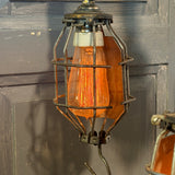 Grappe de lampes baladeuses industrielles USA - Cage métal & poignées bois - Suspension atelier vintage